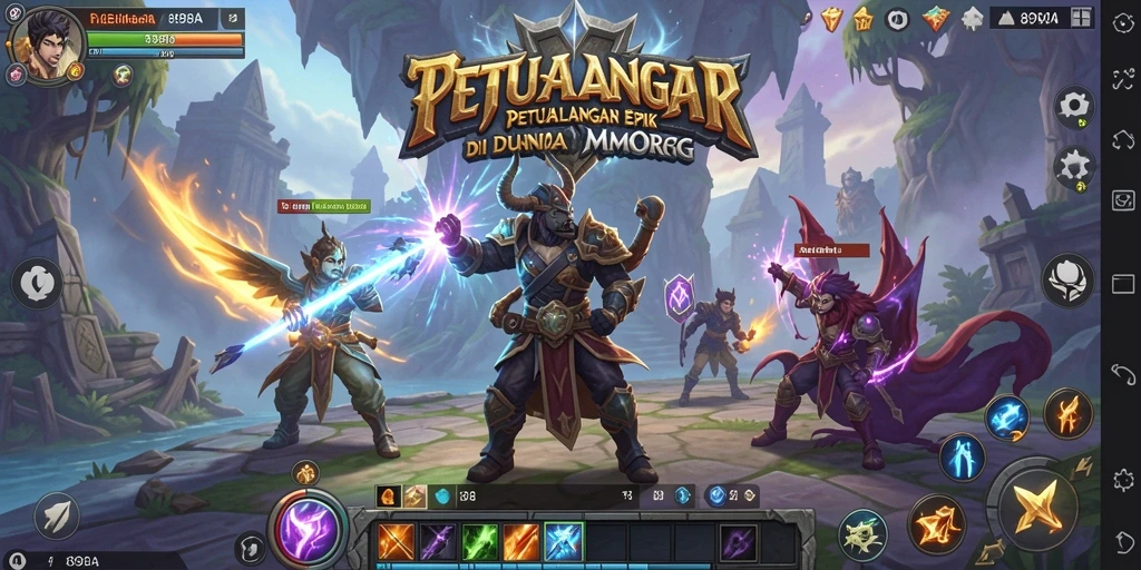 Screenshot gameplay 898A menampilkan pertarungan seru di dunia fantastis.