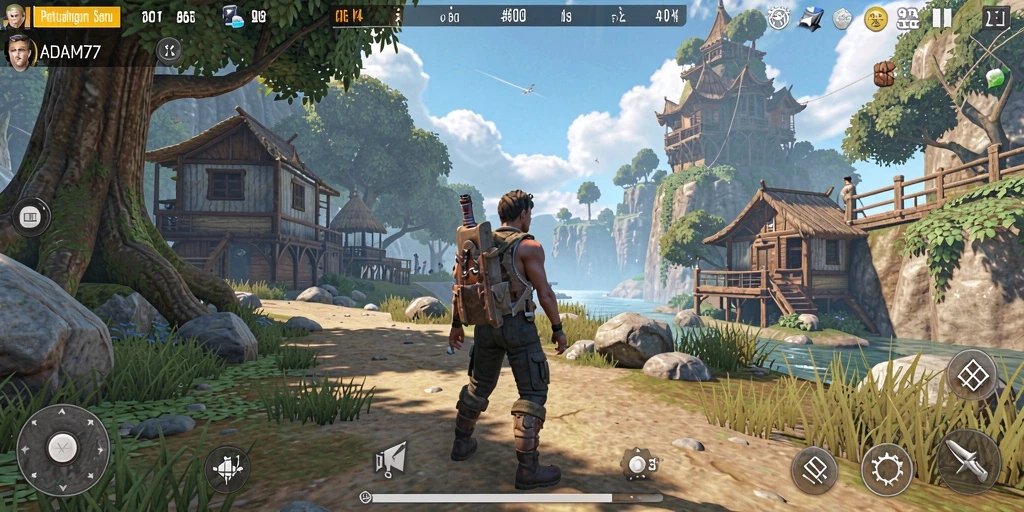 Screenshot gameplay <strong>ADAM77</strong> menampilkan dunia terbuka yang epik dan penuh petualangan.