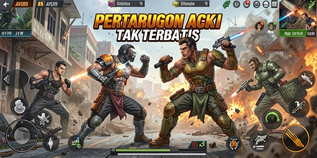 Screenshot AYU89 menampilkan aksi pertarungan yang mendebarkan.