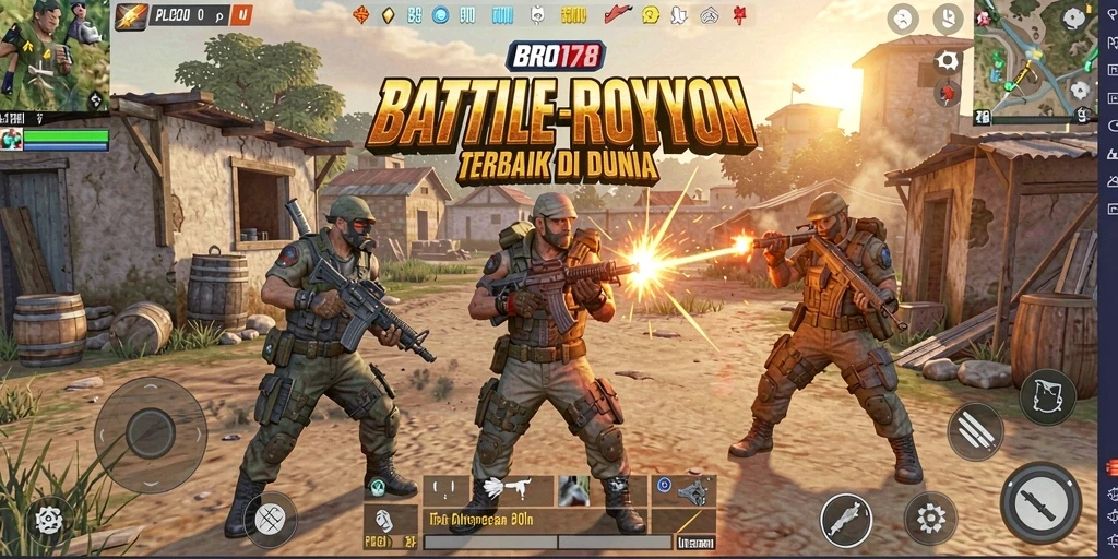 Tangkapan layar BRO178 menunjukkan pertarungan seru di arena Battle Royale.