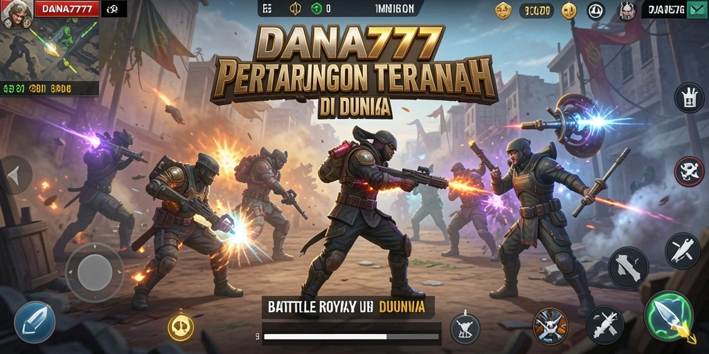 Tampilan gameplay DANA777 yang menegangkan di arena pertempuran Battle Royale.