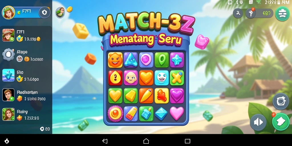 Gameplay seru F7F7 dengan tantangan Match-3 yang menarik.
