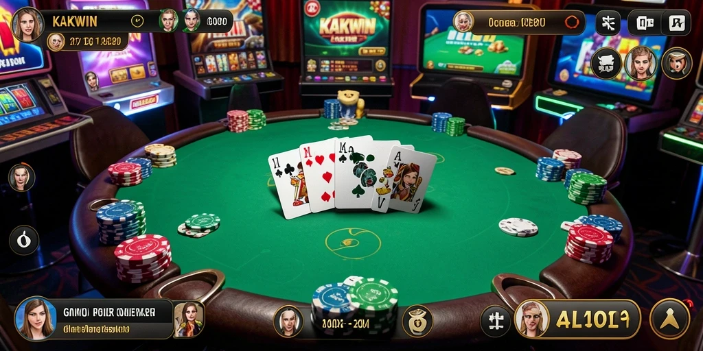 Gameplay seru dari KAKWIN menampilkan suasana poker yang mengesankan.