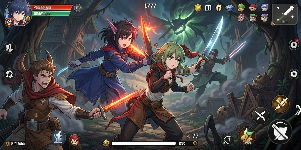 Tampilan gameplay anime yang mengesankan dan penuh aksi.