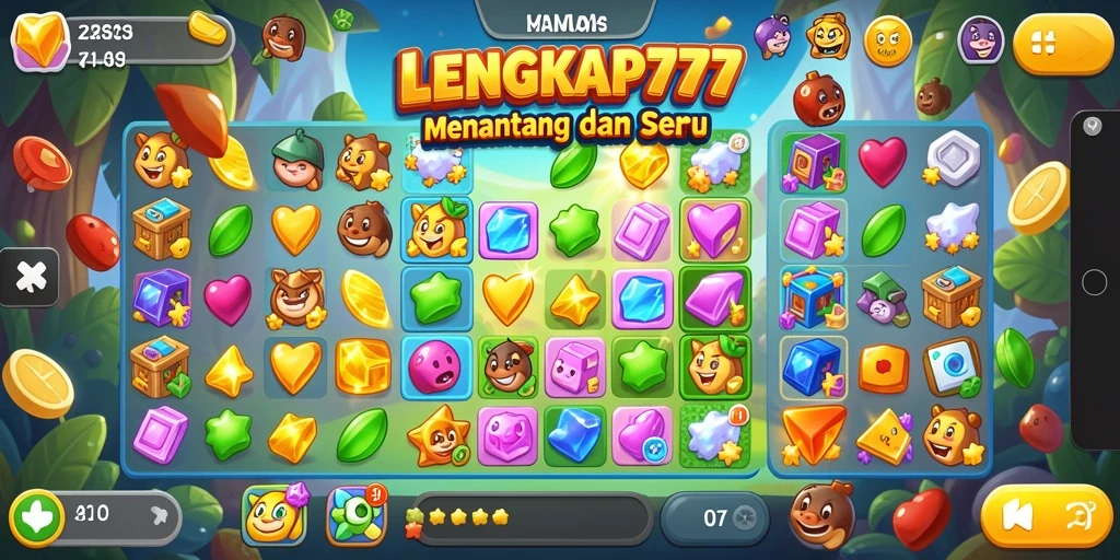 Tampilan gameplay seru LENGKAP777 saat mencocokkan objek.