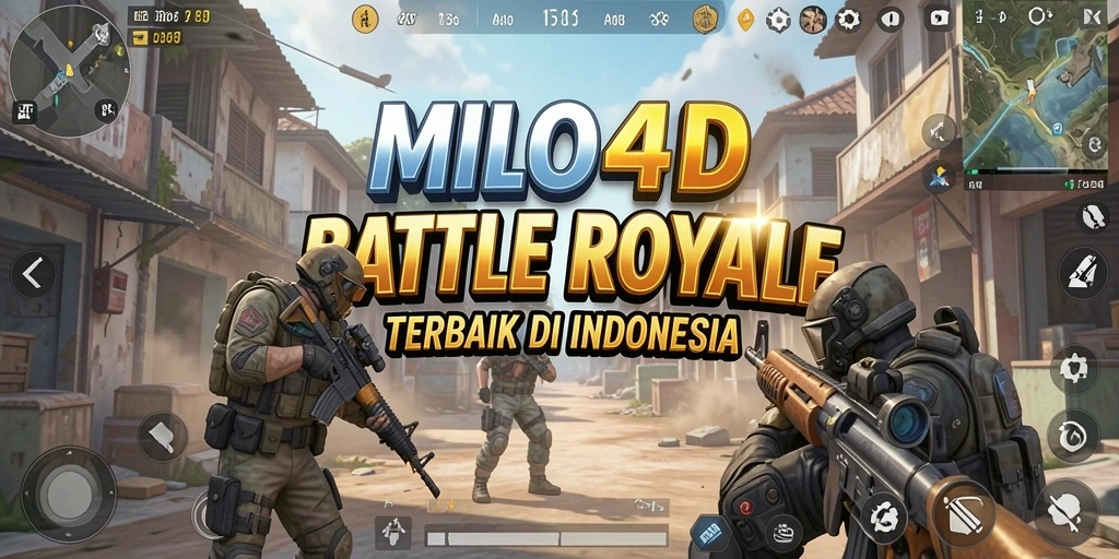 Screenshot MILO4D menampilkan aksi seru gameplay Battle Royale.