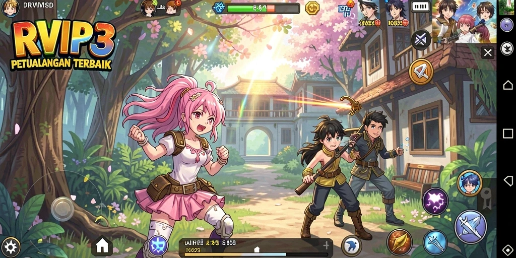 Screenshot menampilkan pertarungan seru dengan karakter anime yang dinamis.