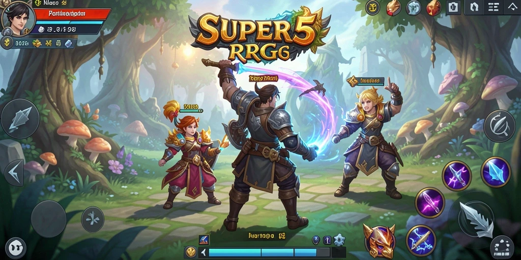Gameplay RPG seru di SUPER5 dengan karakter yang unik.