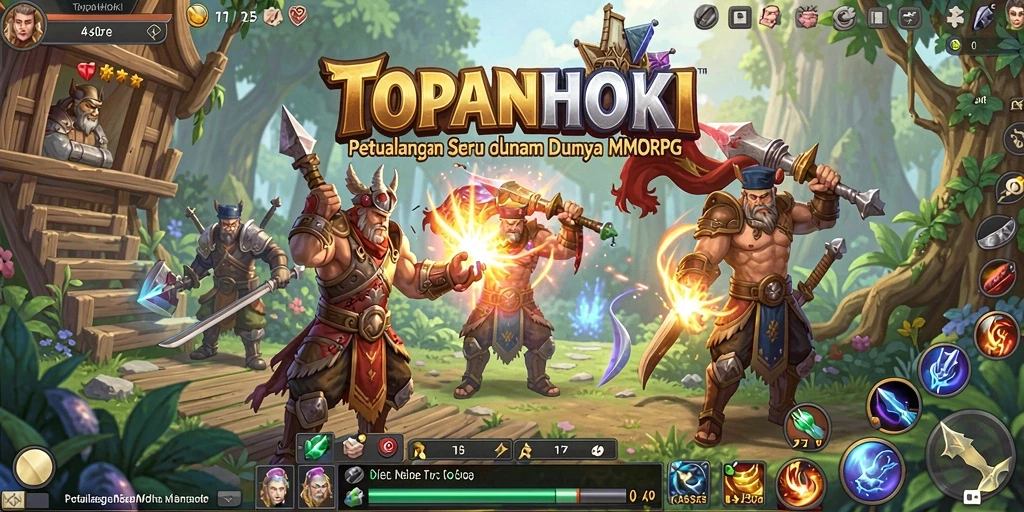 Screenshot utama TOPANHOKI menampilkan gameplay yang memukau dalam MMORPG.