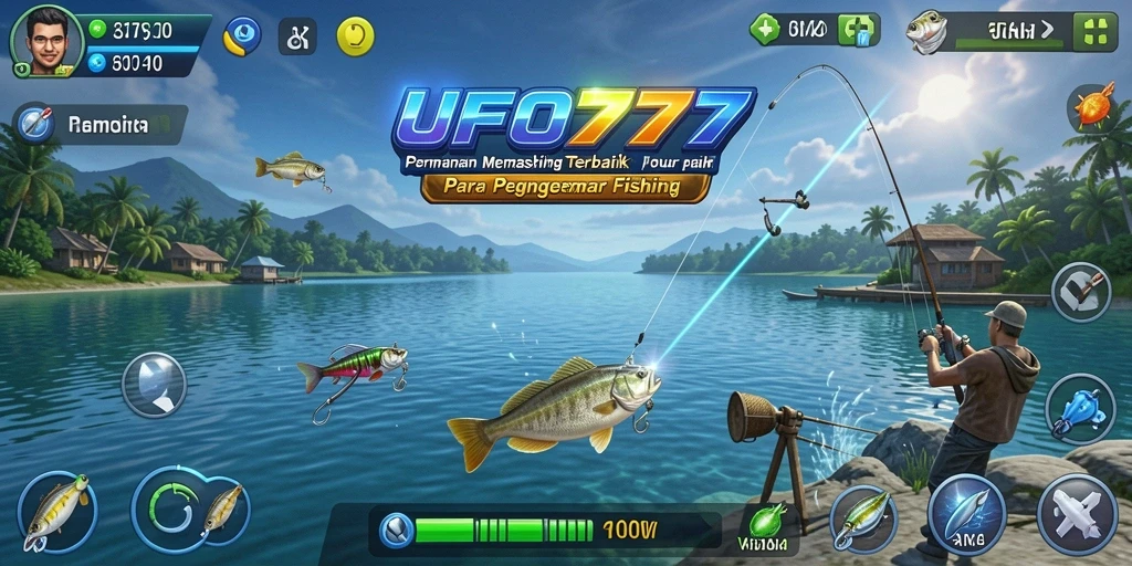 Tampilan gameplay UFO777 yang menegangkan saat memancing ikan.