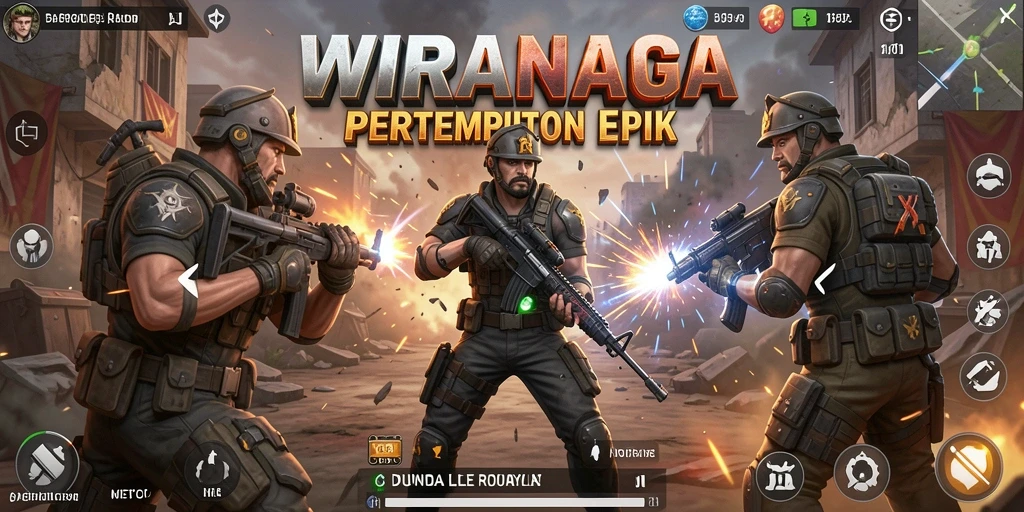 Screenshot gameplay seru WIRANAGA dengan aksi pertempuran yang intens.